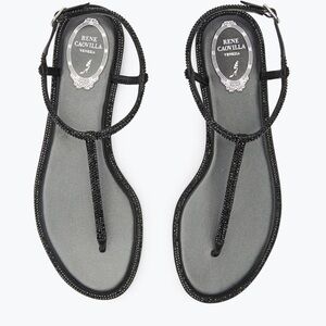 Rene Caovilla DIANA CRYSTAL BLACK SANDAL 10